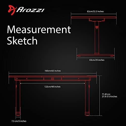 Žaidimų stalas Arozzi Arena Gaming Desk, Reguliuojamo aukščio 710-810mm, Raudonas