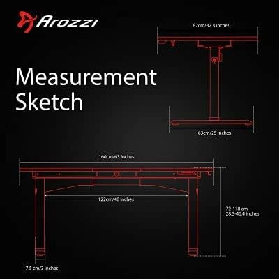 Žaidimų stalas Arozzi Arena Moto Gaming Desk, Motorizuotas, Reguliuojamo aukščio 720-1180mm, Juodas