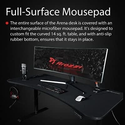 Žaidimų stalas Arozzi Arena Moto Gaming Desk, Motorizuotas, Reguliuojamo aukščio 720-1180mm, Juodas