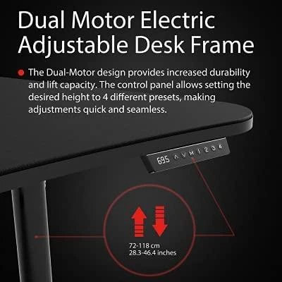 Žaidimų stalas Arozzi Arena Moto Gaming Desk, Motorizuotas, Reguliuojamo aukščio 720-1180mm, Juodas