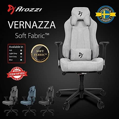 LG „Arozzi Vernazza“ minkštas audinys | Žaidimų kėdė | Audinio apmušalai | Šviesios pilkos spalvos