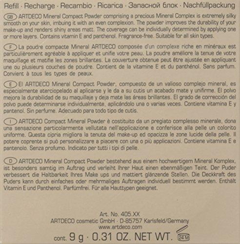 „Artdeco“ kompaktinės mineralinės pudros papildymas (mineralinės kompaktinės pudros papildymas) 9 g, 10 bazinių rusvai gelsvų