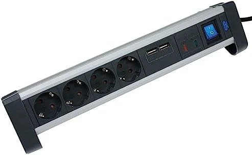 Ilgintuvas 4 lizdų AS-SCHWABE 2USB 5V/2000mA 1,5m