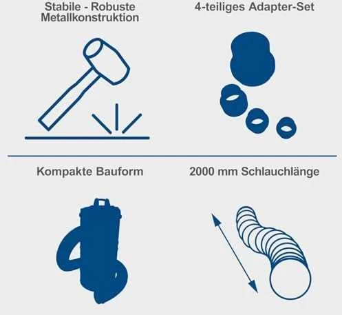 Dulkių siurbimo įrenginys DC100 + adapteriai 4 vnt., Scheppach