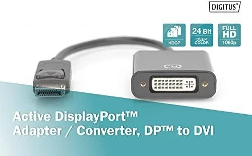 Adapteris AV Digitus Adap Activ DP to DVI juodas
