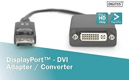 Assmann Electronic ASSMANN DisplayPort adapterio laidas DP - DVI 24+5 M/F 0.15m su blokavimu DP 1.1a suderinamas su CE bl
