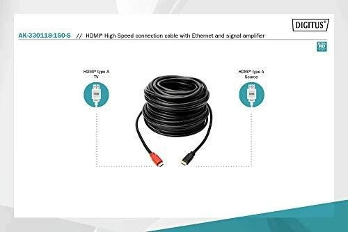 Assmann Electronic ASSMANN HDMI didelės spartos jungties kabelis tipas A w amp. M M 15.0m w Ethernet Ultra HD 24p CE auksinis bl