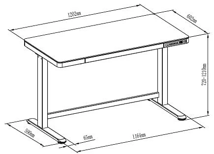„Digitus“ elektrinis reguliuojamo aukščio stalas | 72 - 121 cm | Maksimalus krovinio svoris 50 kg | Metalas | Baltas
