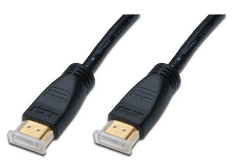 Assmann Electronic DIGITUS HDMI didelės spartos A tipo jungties kabelis su stiprintuvu. M/M 15.0m Full HD CE auksinis bl