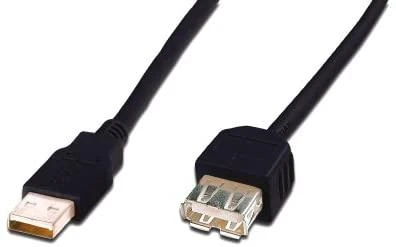 Assmann Electronic ASSMANN USB 2.0 extension cable 3.0m, A M/AF, juodas, AK-300202-030-S