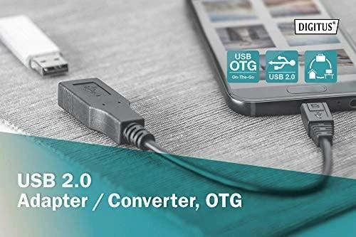 Assmann Electronic ASSMANN OTG kabelis USB micro-B St iki USB-A Bu 20cm