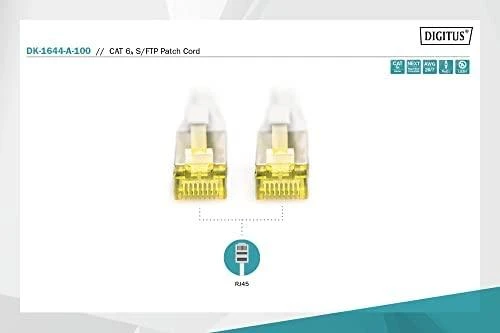 Assmann Electronic DIGITUS CAT 6A S-FTP patch kabelis Cu LSZH AWG 26/7 ilgio 10m spalvotas pilkas