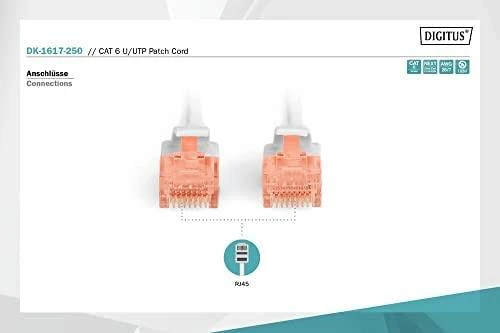 Assmann Electronic DIGITUS CAT 6 U-UTP patch kabelis Cu LSZH AWG 26/7 ilgio 25m spalvotas pilkas