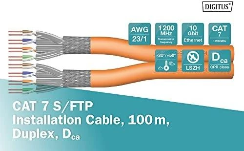 Assmann Electronic Digitus Skaitmenas | Cat 7 S/FTP instaliacinis kabelis, dvipusis, Dca-s1a d1 a1 | DK-1743-VH-D-1