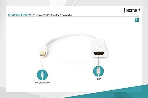 Assmann Electronic ASSMANN DisplayPort adapterio kabelis mini DP - HDMI tipas AM/F 0.15m DP 1.1a suderinamas su CE wh