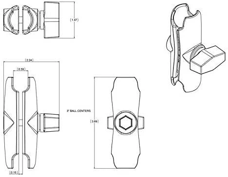 3,69 colio RAM Mount Ram Mount - RAM-B-201U
