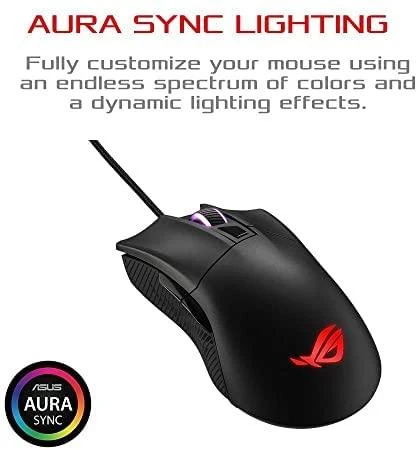 Optinė laidinė pelė Asus ROG Gladius II Core, 6 200-dpi/Omron switches with 50-million-click durability/lightweight - 92,5 g/Aura Sync