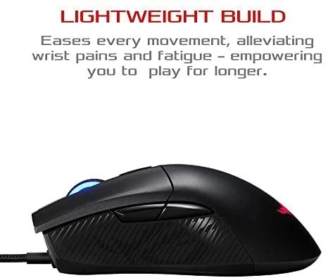 Optinė laidinė pelė Asus ROG Gladius II Core, 6 200-dpi/Omron switches with 50-million-click durability/lightweight - 92,5 g/Aura Sync