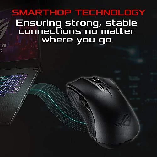 ASUS ROG Strix Carry kompiuterinė pelė RF belaidis + „Bluetooth“ Optinis 7200 DPI dešinei rankai