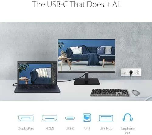 ASUS VA27ACFSN Docking Monitorius 27inch IPS WLED 2560x1440 16:9 100Hz 350cd/m2 5ms HDMI DP USB-C DP Alt Mode 3xUSB 3.2 Gen 1 Type-A