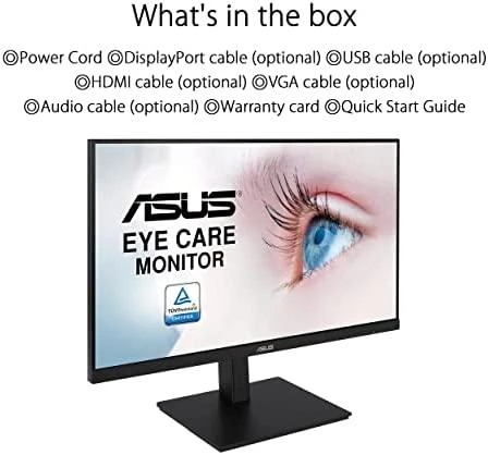 ASUS VA27DQSB 27inch WLED/IPS Eye Care Monitorius FHD 1920x1080 16:9 Frameless 75Hz 5ms 1xDP 1xHDMI Juodas