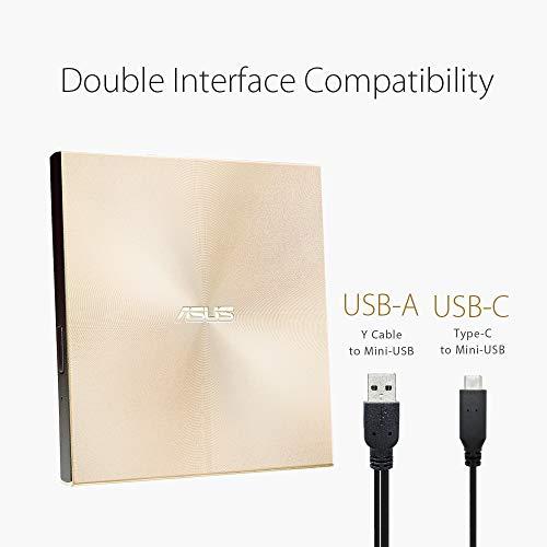 Išorinis DVD įrašymo įrenginys Asus ZenDrive U9M USB/USB-C, Auksinės spalvos