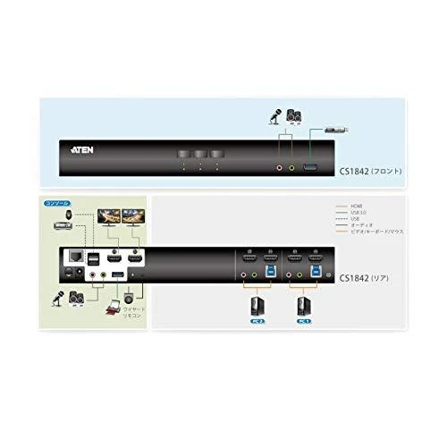 Aten | 2 prievadų USB 3.0 4K HDMI KVMP jungiklis dviem ekranams | CS1842