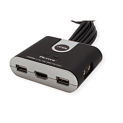 Aten 2 prievadų USB HDMI/garso kabelio KVM jungiklis su nuotolinio prievado parinkikliu | Aten