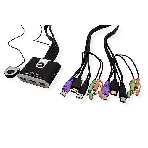 Aten 2 prievadų USB HDMI/garso kabelio KVM jungiklis su nuotolinio prievado parinkikliu | Aten