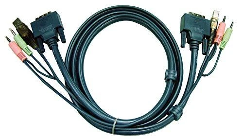 KVM kabelis su DVI, USB ir garso jungtimis