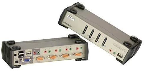 ATEN CS1734B-A7-G ATEN CS1734B 4 prievadų USB 2.0 KVMP jungiklis OSD, 4x USB kabeliai, 2 prievadų šakotuvas, garsas