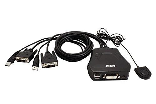 Aten 2 prievadų USB DVI kabelis KVM jungiklis su nuotolinio prievado parinkikliu | Aten | Nuotolinis prievado parinkiklis | 2 prievadų USB DVI kabelis KVM jungiklis su nuotolinio prievado parinkikliu