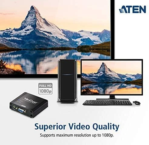 ATEN VC180-A7-G ATEN konverteris VGA/HDM konvertuoja analoginį signalą į skaitmeninį HDMI su garsu