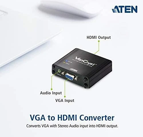 ATEN VC180-A7-G ATEN konverteris VGA/HDM konvertuoja analoginį signalą į skaitmeninį HDMI su garsu