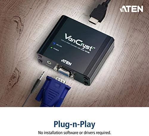 ATEN VC180-A7-G ATEN konverteris VGA/HDM konvertuoja analoginį signalą į skaitmeninį HDMI su garsu