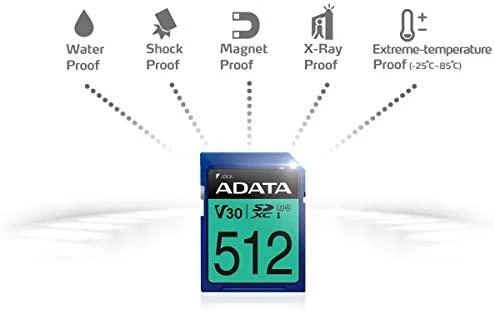 Atminties kortelė A-DATA Premier Pro SDXC, UHS-I U3 Class 10, 64GB, mėlyna / ADATA-338