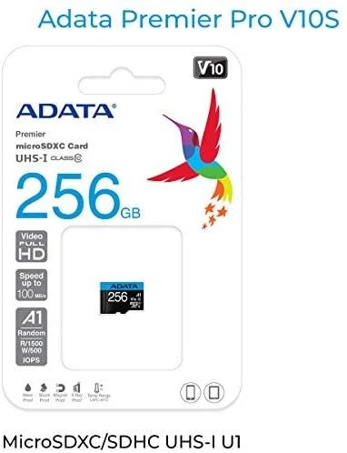 ADATA 256GB Premier Micro SDHC, R/W iki 100/25 MB/s, su adapteriu