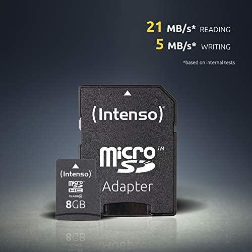 Atminties kortelė Intenso 3403460 – 8 GB – SDHC – 4 klasė – 21 MB/s – 5 MB/s – Atsparus dulkėms, Atsparus įbrėžimams