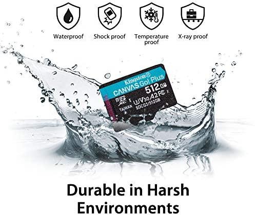 Atminties kortelė „Kingston“ 256 GB „Micro SDXC Canvas Go Plus 170R A2 U3 V30“ kortelė su ADP