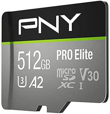 Atminties kortelė Karta PNY PRO Elite Micro SDXC 512 GB 10 klasės UHS-I/U3 A2 V30 (P-SDUX512U3100PRO-GE)