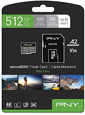 Atminties kortelė Karta PNY PRO Elite Micro SDXC 512 GB 10 klasės UHS-I/U3 A2 V30 (P-SDUX512U3100PRO-GE)
