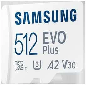 Atminties kortelė Samsung Micro SD Card EVO PLUS 512 GB Micro SDXC Flash atminties klasė 10 SD adapter/Baltos spalvos
