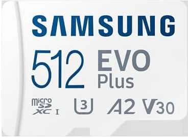 Atminties kortelė Samsung Micro SD Card EVO PLUS 512 GB Micro SDXC Flash atminties klasė 10 SD adapter/Baltos spalvos