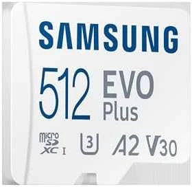 Atminties kortelė Samsung Micro SD Card EVO PLUS 512 GB Micro SDXC Flash atminties klasė 10 SD adapter/Baltos spalvos