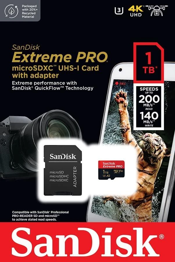 SanDisk Extreme PRO 1TB atminties kortelė su adapteriu