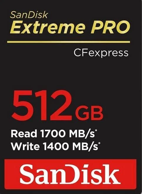 SanDisk Extreme PRO CFexpress B 512GB kortelės priekis