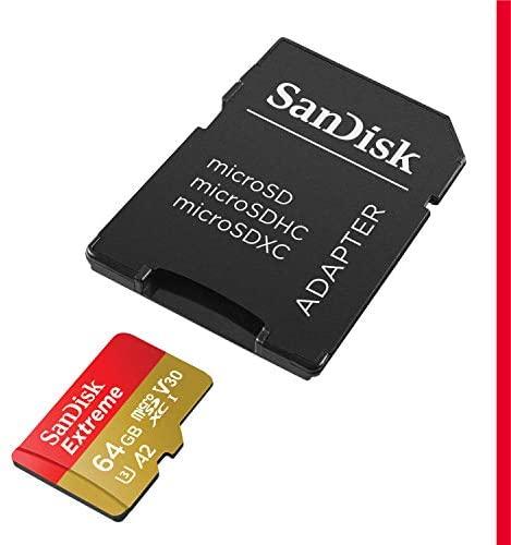 Atminties kortelė „SanDisk Extreme Micro SDXC 64GB“ + SD adapteris + „Rescue Pro Deluxe“ 160 MB/s A2 C10 V30 UHS-I U3; EAN: 619659169770
