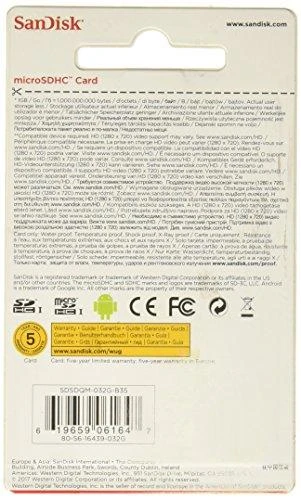 Atminties kortelė Sandisk 32 GB, Micro SDHC, Flash atminties klasė 4