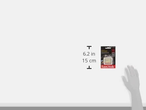 SanDisk Extreme CF kortelė su matmenų indikacija