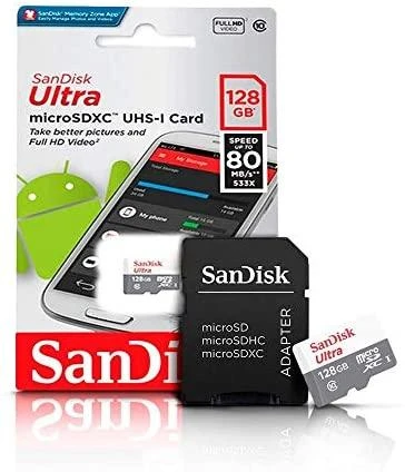Atminties kortelė SanDisk Ultra Micro SDXC UHS-I Class 10, 128 GB, su adapteriu